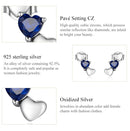 S925 Sterling Silver Blue Heart Zircon Ear Stud Women Earrings