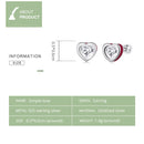 S925 Sterling Silver Heart Zircon Ear Stud Women Earrings(Blue)