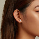 S925 Sterling Silver Heart Zircon Ear Stud Women Earrings(Blue)