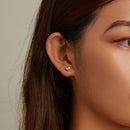 S925 Sterling Silver Heart Zircon Ear Stud Women Earrings(Red)