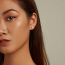 S925 Sterling Silver Heart Zircon Ear Stud Women Earrings(Red)
