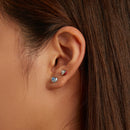 S925 Sterling Silver Heart Zircon Ear Stud Women Earrings(Red)