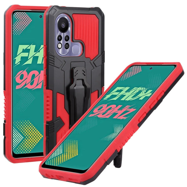 For Infinix Hot 11s Armor Warrior Shockproof PC + TPU Phone Case(Red)