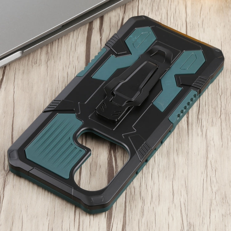 For Infinix Hot 11s Armor Warrior Shockproof PC + TPU Phone Case(Green)