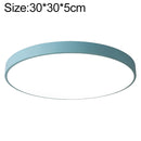 Macaron LED Round Ceiling Lamp, 3-Colors Light, Size:30cm(Blue)