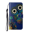 For Samsung Galaxy S22 5G Oil Embossed Pattern PU Leather Phone Case(Blue Owl)