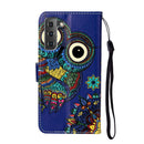 For Samsung Galaxy S22 5G Oil Embossed Pattern PU Leather Phone Case(Blue Owl)