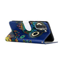 For Samsung Galaxy S22 5G Oil Embossed Pattern PU Leather Phone Case(Blue Owl)
