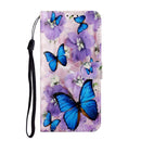 For Samsung Galaxy S22 5G Oil Embossed Pattern PU Leather Phone Case(Purple Flower Butterfly)