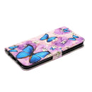 For Samsung Galaxy S22 5G Oil Embossed Pattern PU Leather Phone Case(Purple Flower Butterfly)
