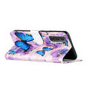 For Samsung Galaxy S22 5G Oil Embossed Pattern PU Leather Phone Case(Purple Flower Butterfly)