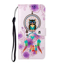 For Samsung Galaxy S22 5G Oil Embossed Pattern PU Leather Phone Case(Owl Wind Chimes)