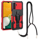 For Samsung Galaxy A13 5G Armor Warrior Shockproof PC + TPU Lanyard Phone Case(Red)