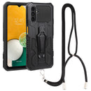 For Samsung Galaxy A13 5G Armor Warrior Shockproof PC + TPU Lanyard Phone Case(Black)
