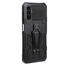 For Samsung Galaxy A13 5G Armor Warrior Shockproof PC + TPU Lanyard Phone Case(Black)