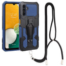 For Samsung Galaxy A13 5G Armor Warrior Shockproof PC + TPU Lanyard Phone Case(Blue)