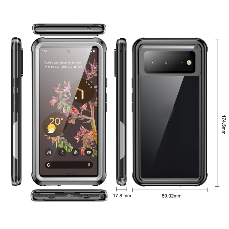 For Google Pixel 6 Waterproof Dustproof Shockproof Transparent Acrylic Protective Phone Case(Black)