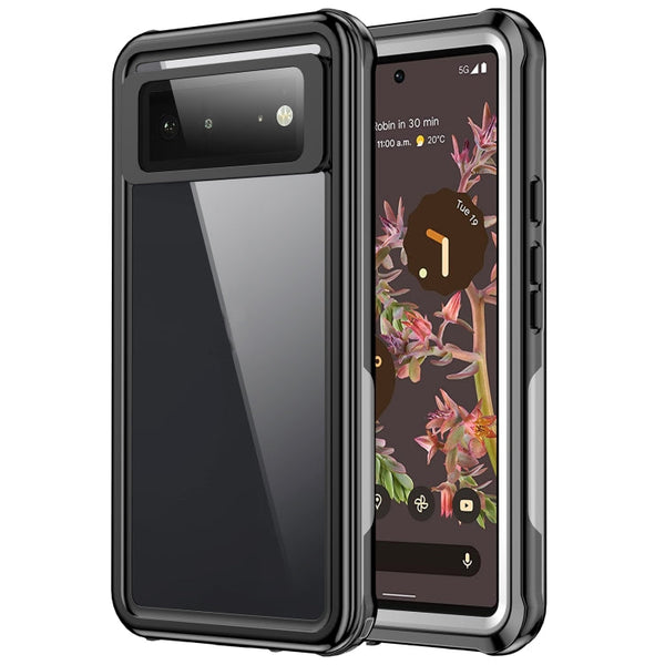 For Google Pixel 6 Waterproof Dustproof Shockproof Transparent Acrylic Protective Phone Case(Black)
