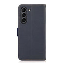 For Samsung Galaxy S21 FE 5G KHAZNEH Side-Magnetic Litchi Genuine Leather RFID Phone Case(Blue)