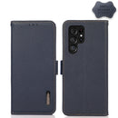 For Samsung Galaxy S22 Ultra 5G KHAZNEH Side-Magnetic Litchi Genuine Leather RFID Phone Case(Blue)