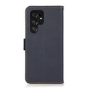 For Samsung Galaxy S22 Ultra 5G KHAZNEH Side-Magnetic Litchi Genuine Leather RFID Phone Case(Blue)