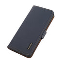 For Samsung Galaxy S22 Ultra 5G KHAZNEH Side-Magnetic Litchi Genuine Leather RFID Phone Case(Blue)