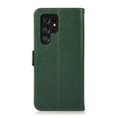 For Samsung Galaxy S22 Ultra 5G KHAZNEH Side-Magnetic Litchi Genuine Leather RFID Phone Case(Green)