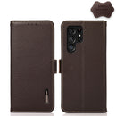 For Samsung Galaxy S22 Ultra 5G KHAZNEH Side-Magnetic Litchi Genuine Leather RFID Phone Case(Brown)