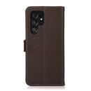 For Samsung Galaxy S22 Ultra 5G KHAZNEH Side-Magnetic Litchi Genuine Leather RFID Phone Case(Brown)