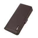For Samsung Galaxy S22 Ultra 5G KHAZNEH Side-Magnetic Litchi Genuine Leather RFID Phone Case(Brown)