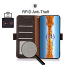 For Samsung Galaxy S22 Ultra 5G KHAZNEH Side-Magnetic Litchi Genuine Leather RFID Phone Case(Brown)
