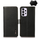 For Samsung Galaxy A73 5G KHAZNEH Side-Magnetic Litchi Genuine Leather RFID Phone Case(Black)