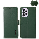For Samsung Galaxy A73 5G KHAZNEH Side-Magnetic Litchi Genuine Leather RFID Phone Case(Green)