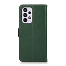 For Samsung Galaxy A73 5G KHAZNEH Side-Magnetic Litchi Genuine Leather RFID Phone Case(Green)