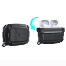 For AirPods Pro Shield Armor Waterproof Wireless Earphone Protective Case with Carabiner(Blue)