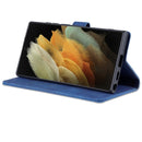 For Samsung Galaxy S22 Ultra 5G AZNS Skin Feel Calf Texture Horizontal Flip Leather Phone Case(Blue)