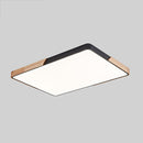 Wood Macaron LED Rectangle Ceiling Lamp, White Light, Size:110x70cm(Black)