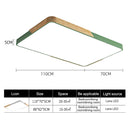 Wood Macaron LED Rectangle Ceiling Lamp, White Light, Size:110x70cm(Black)