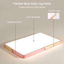 Wood Macaron LED Rectangle Ceiling Lamp, White Light, Size:110x70cm(Black)