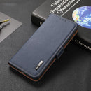 For Google Pixel 6 KHAZNEH Side-Magnetic Litchi Genuine Leather RFID Case(Blue)