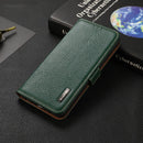 For Nokia C01 Core / C01 Plus KHAZNEH Side-Magnetic Litchi Genuine Leather RFID Phone Case(Green)