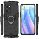 For OPPO Reno7 5G Shockproof PC + TPU Holder Phone Case(Black)