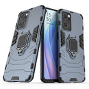 For OPPO Reno7 5G Shockproof PC + TPU Holder Phone Case(Navy Blue)