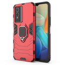For vivo Y76s 5G Shockproof PC + TPU Holder Phone Case(Red)