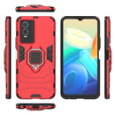 For vivo Y76s 5G Shockproof PC + TPU Holder Phone Case(Red)