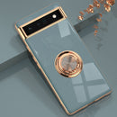 For Google Pixel 6a 6D Electroplating Silicone Holder Phone Case(Grey)