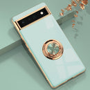 For Google Pixel 6a 6D Electroplating Silicone Holder Phone Case(Light Cyan)