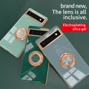For Google Pixel 6a 6D Electroplating Silicone Holder Phone Case(Light Cyan)