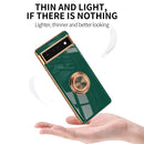 For Google Pixel 6a 6D Electroplating Silicone Holder Phone Case(Black)