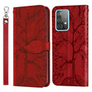 For Samsung Galaxy A53 5G Life of Tree Embossing Leather Phone Case(Red)